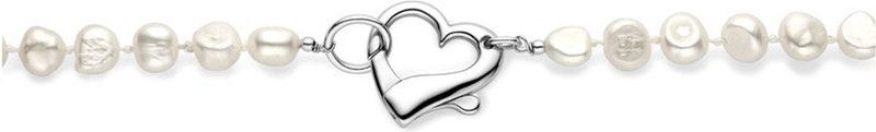 Zilver - Gerhodineerde Collier - Parels en Hart - 9 mm - 45 cm