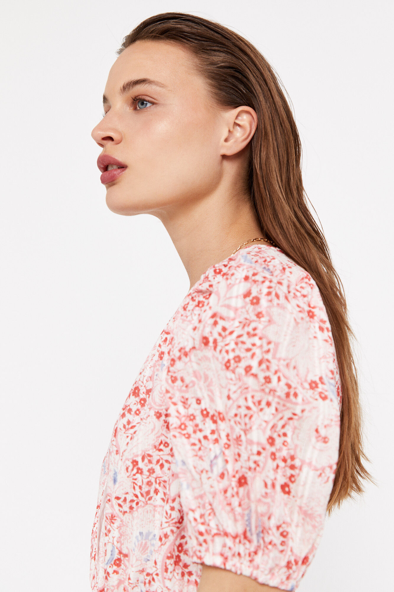 Vestido longo estampado - Estampa branca