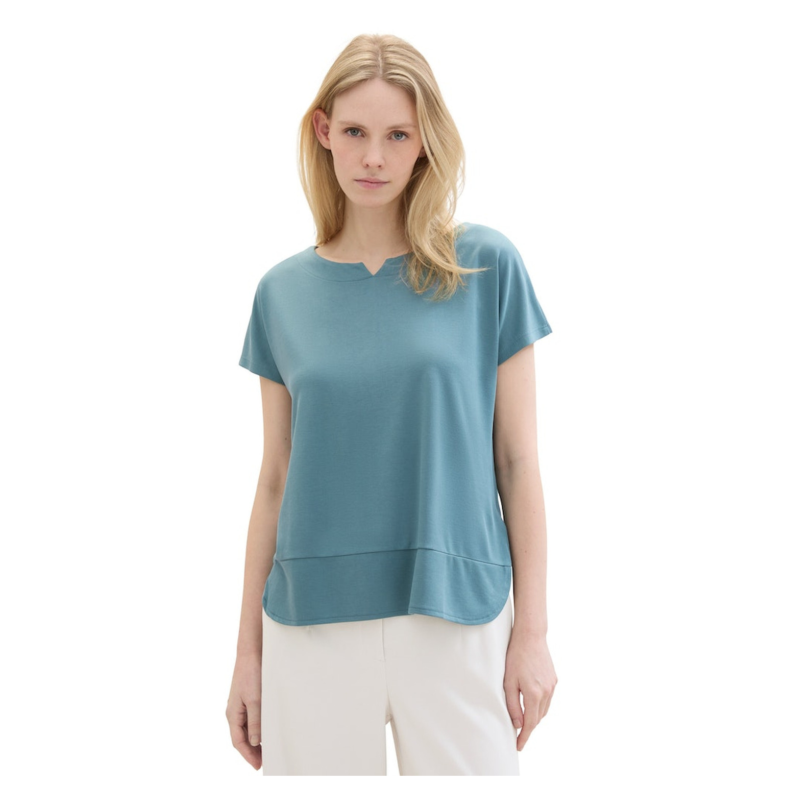 Tom Tailor T-shirt fabric mix crew neck