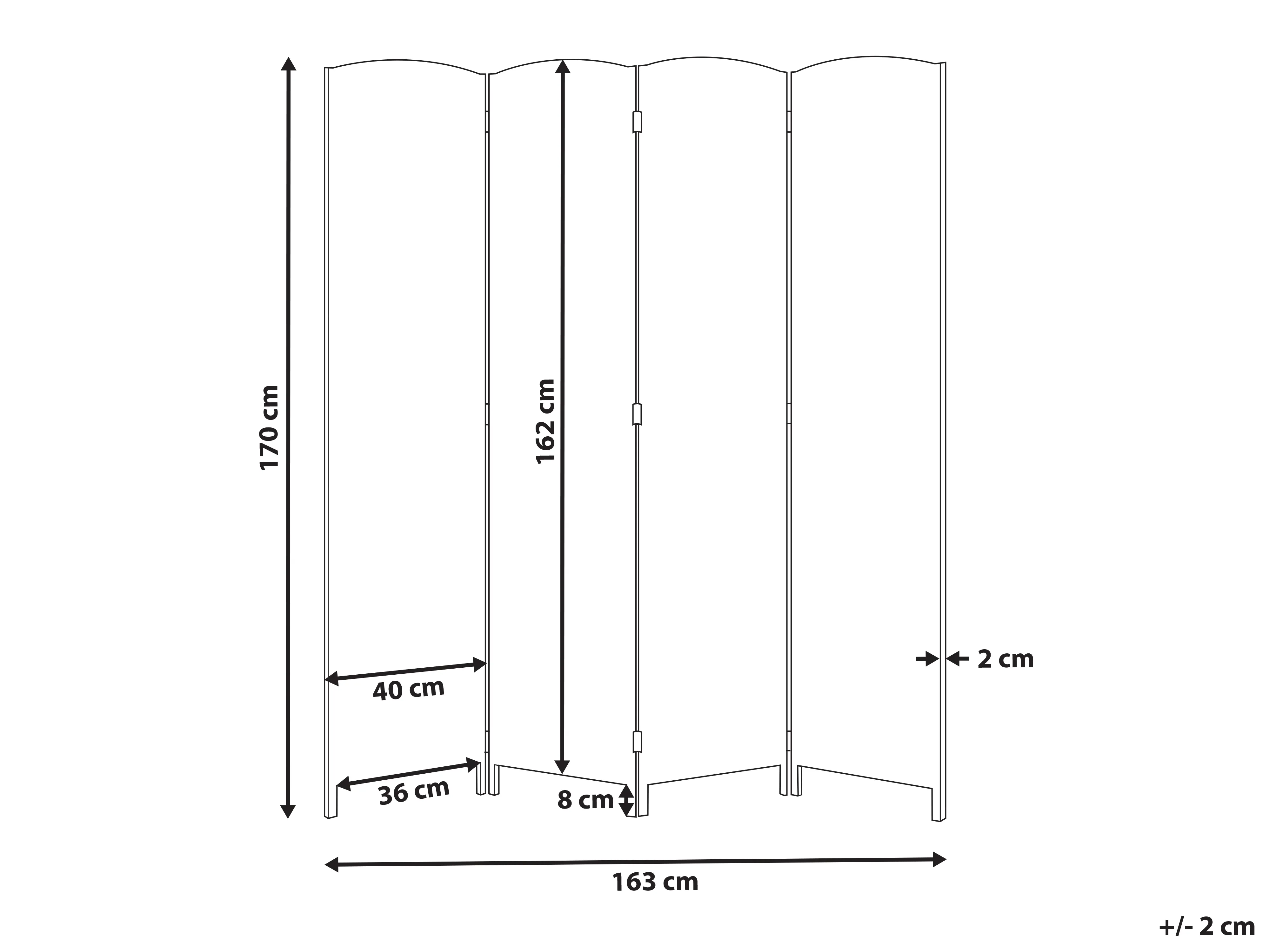 Roomdivider met 4 panelen LAPPAGO Lichtbeige 163 cm 170 cm