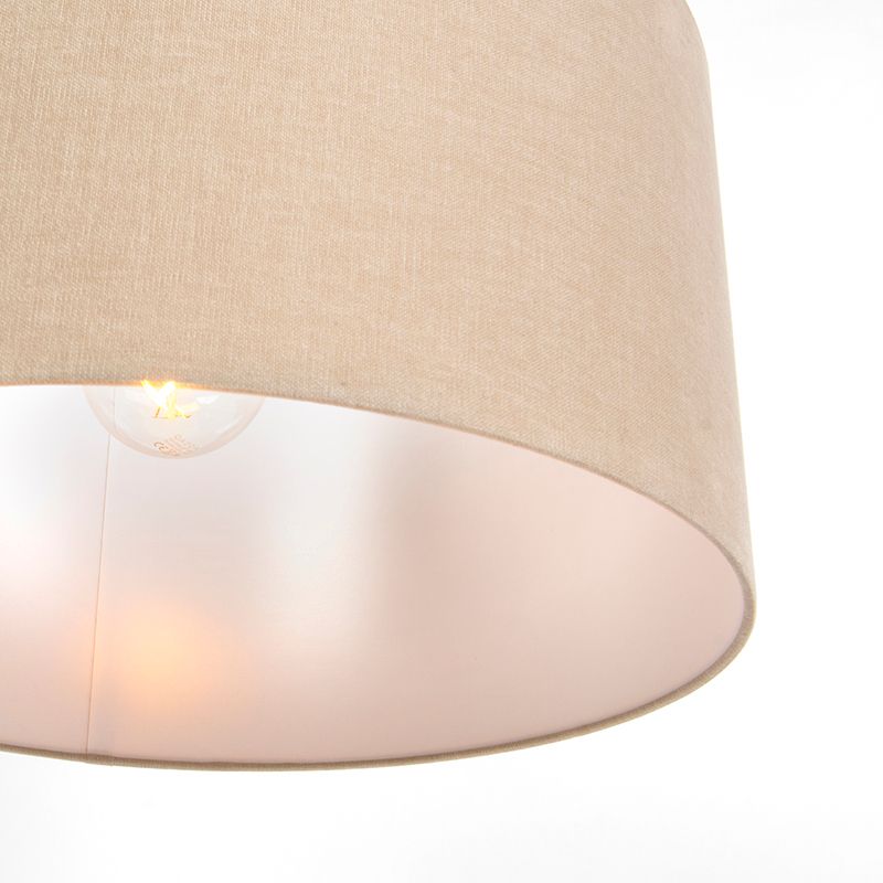 Landelijke hanglamp wit met lichtbruine kap 50cm - Combi
