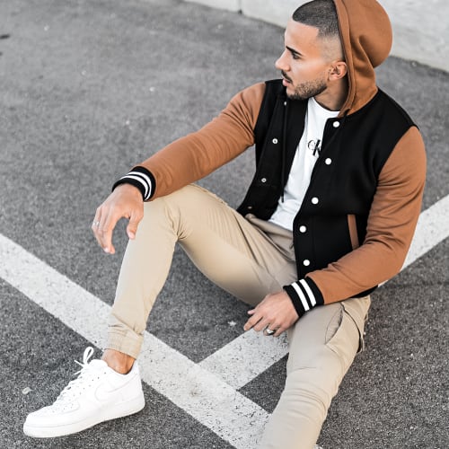 Veste Teddy A Capuche 1858 Noir Camel