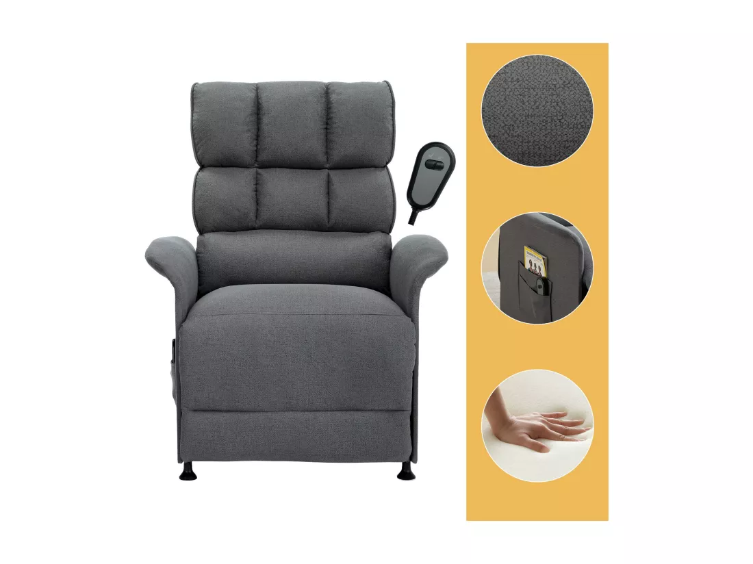Fauteuil electrique avec télécommande - avec sac de rangement - Gris