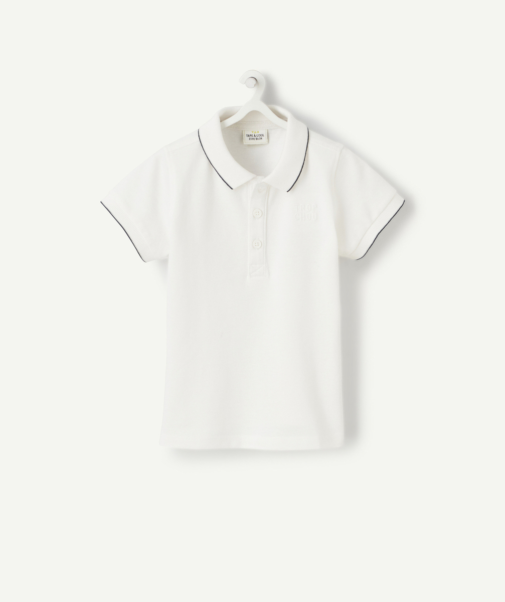POLO BÉBÉ GARÇON EN COTON BLANC AVEC MESSAGE