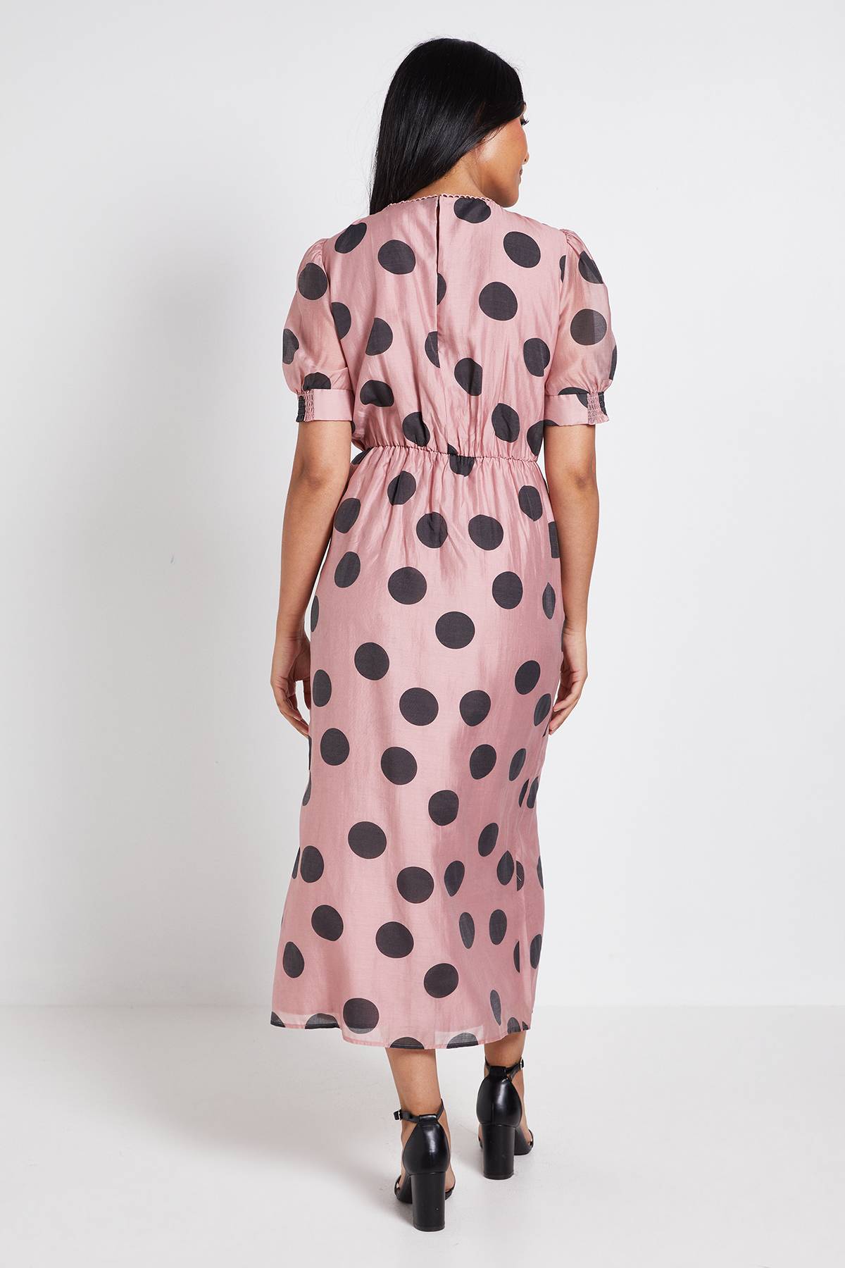 Wallis Robe Midi Petite À Manches Bouffantes Avec Détail Plissé