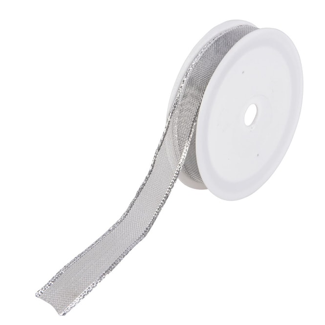 Organza Geschenkband - silber metallic - ca. 1,5 cm x 3 m