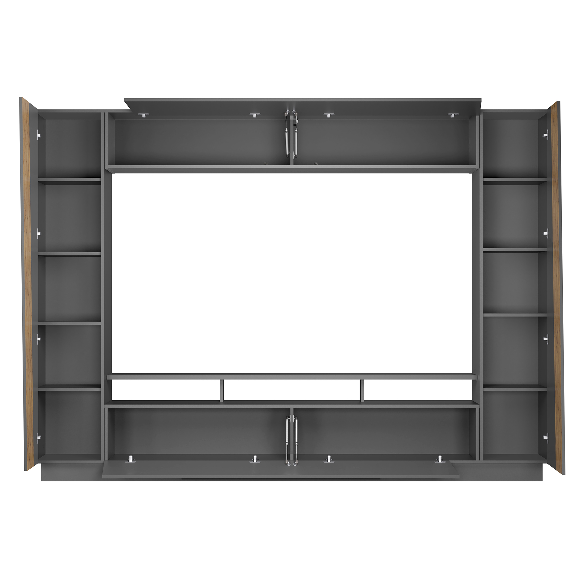 4-teilige Wohnwand PLATINA - grau - Artisan Eiche - 275 cm