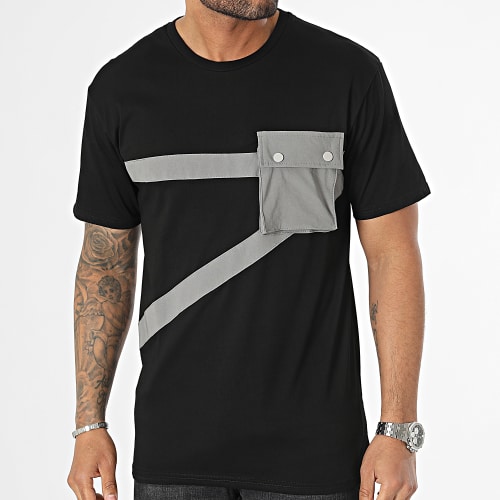 Tee Shirt Poche Noir Gris