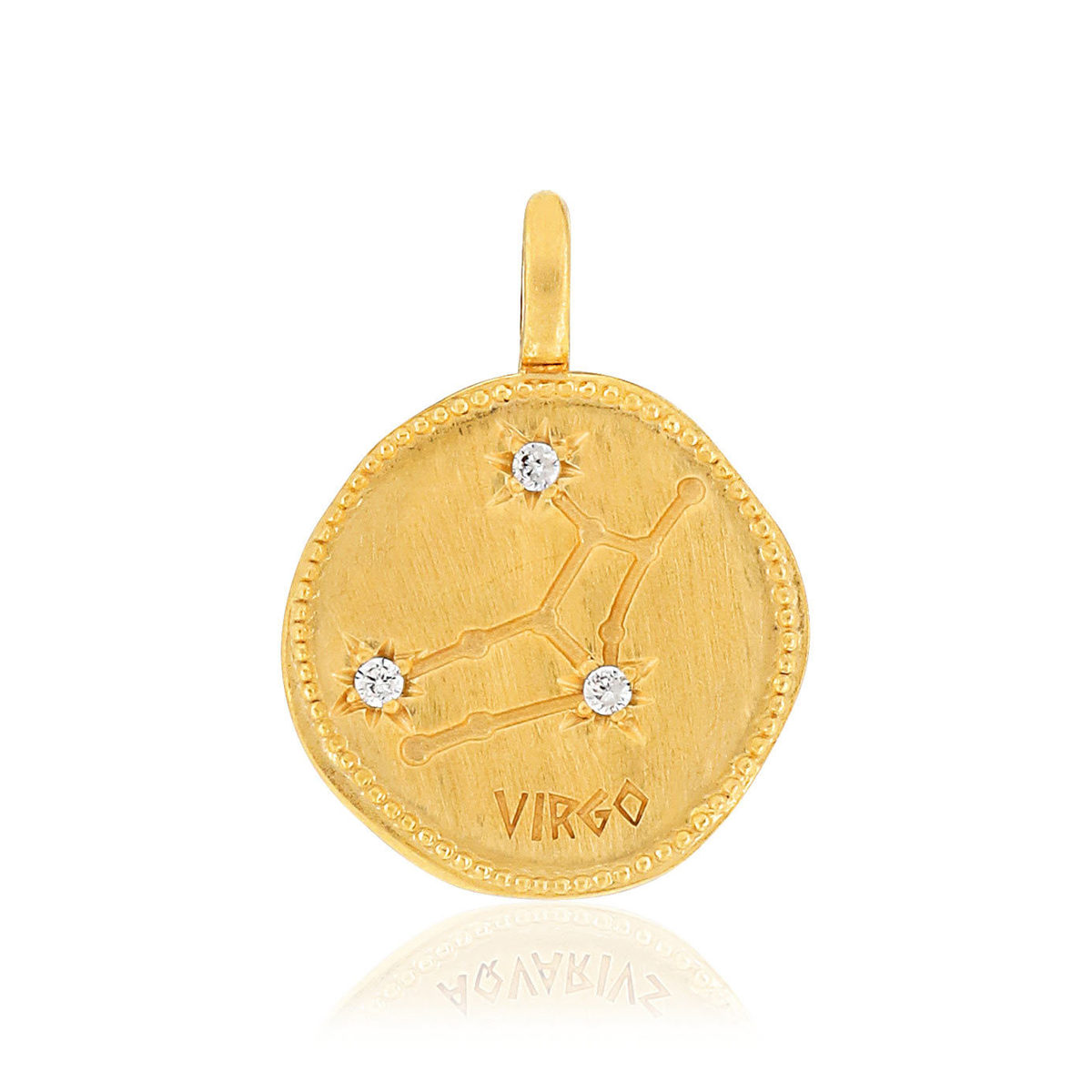 Pendentif plaqué or zodiaque vierge zirconias