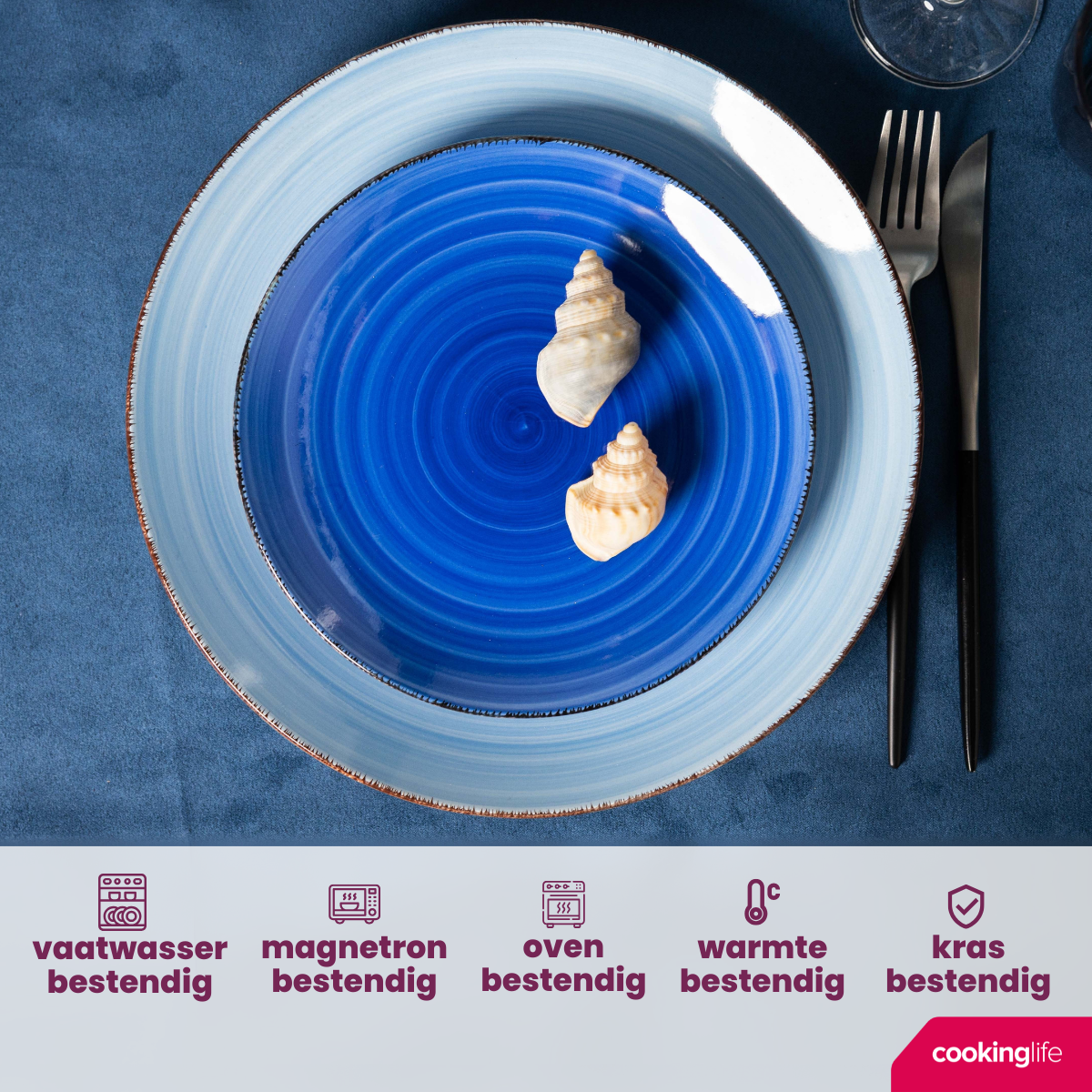 Cookinglife Serviesset Delice Blauw 18-delig | 6 personen