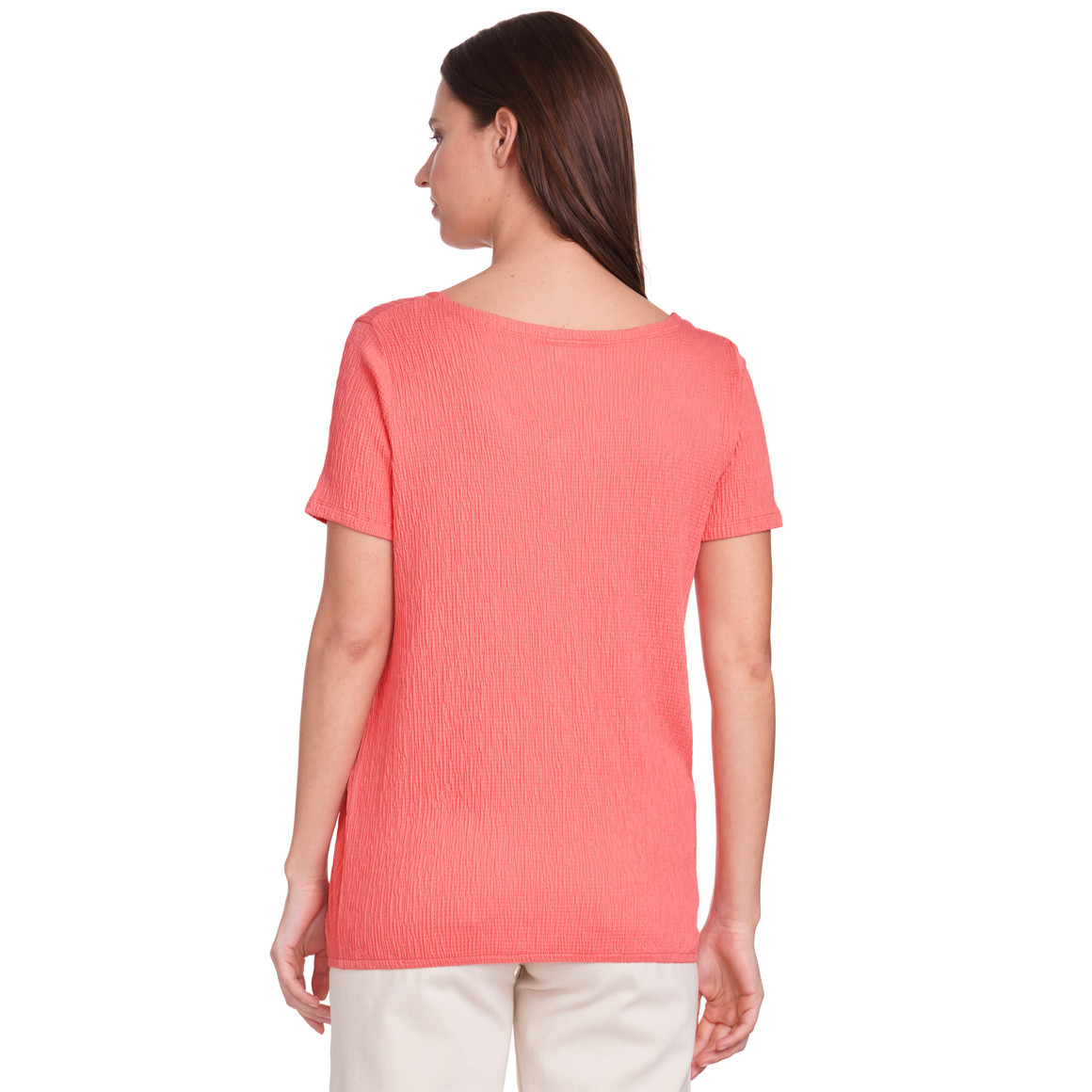Gina Benotti Damen T-Shirt mit Strukturmuster pink