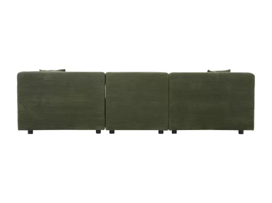 Canapé modulable 4 places: canapé droit 3 places + 1 pouf en velours côtelé vert Monroe