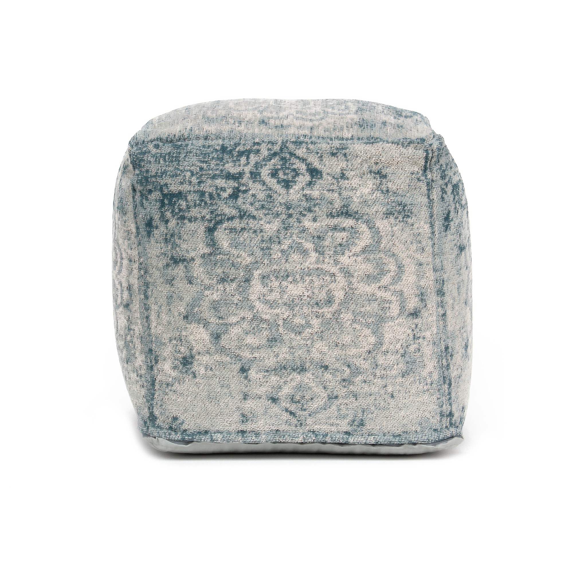 Pouf 'Mahani', cremeweiß, türkis, T 45 cm, B 45 cm, H 45 cm von fischer's lagerhaus