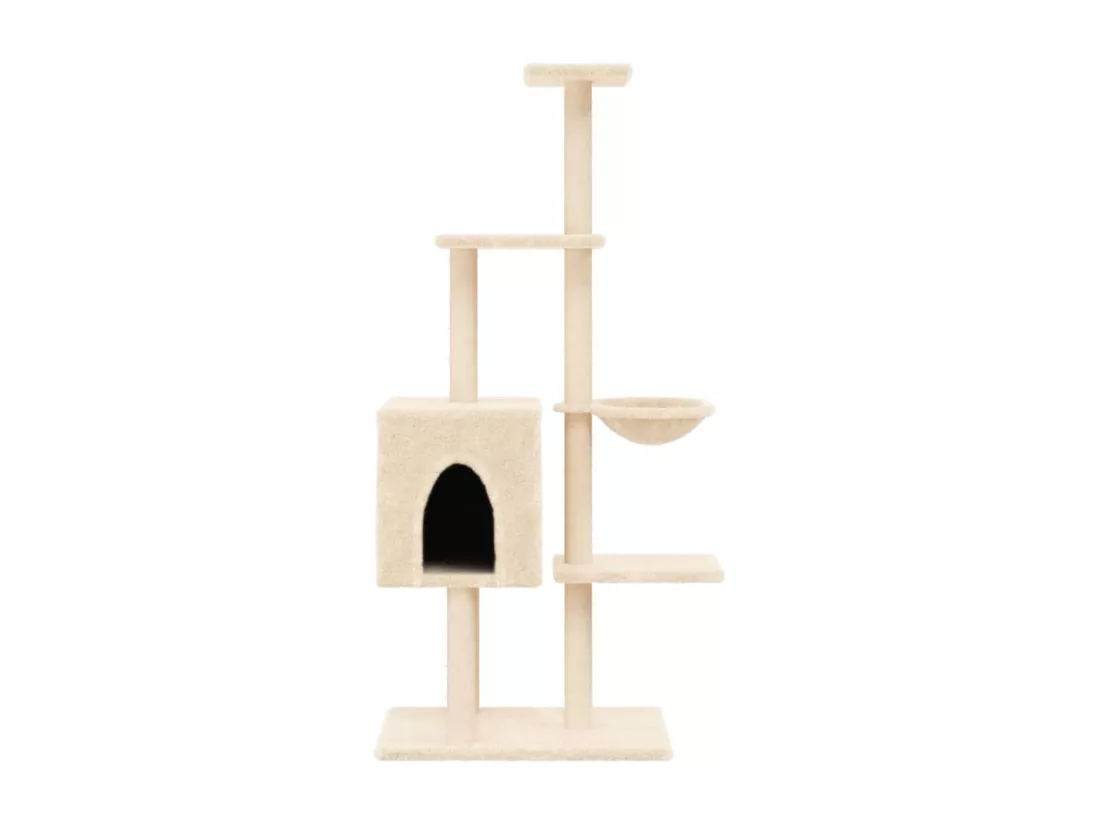 Arbre à chat avec griffoirs en sisal Crème 145 cm