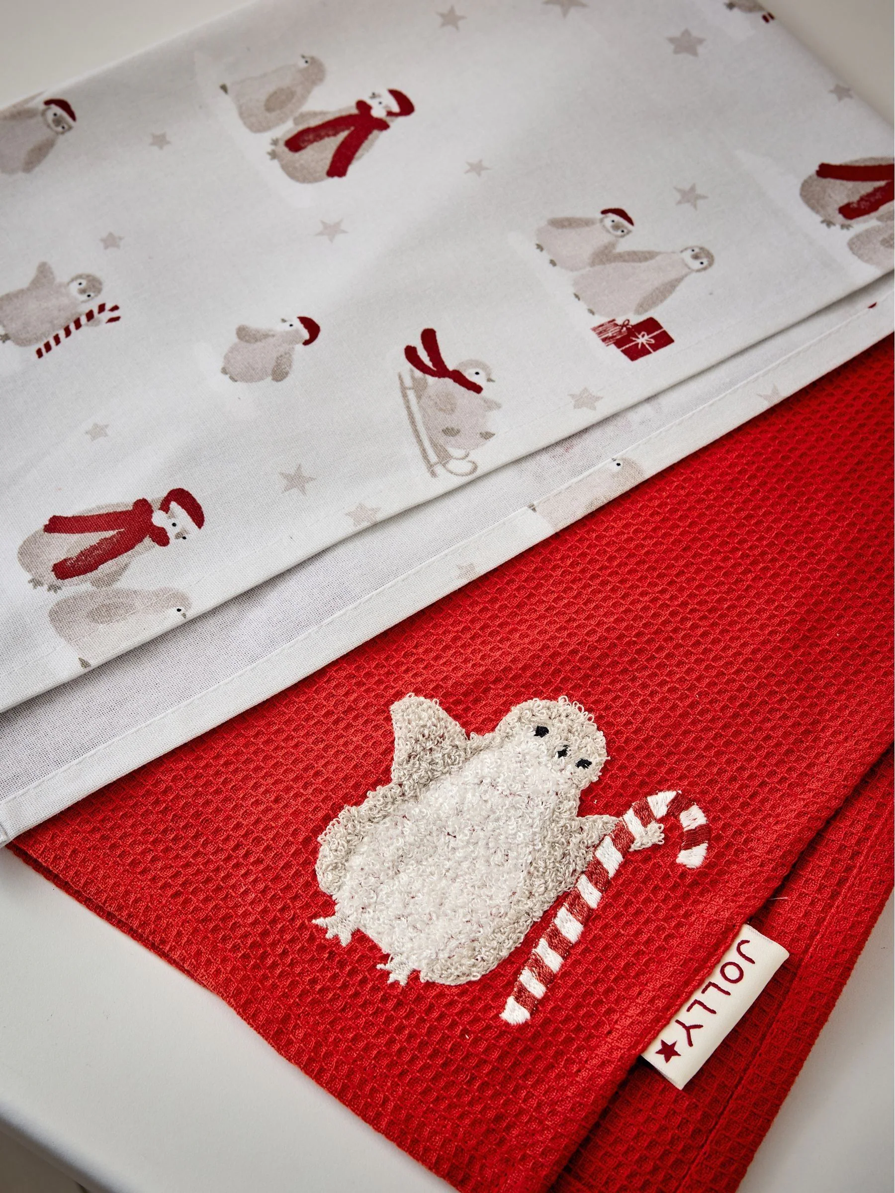 Set van 2 kersttheedoeken met pinguïns