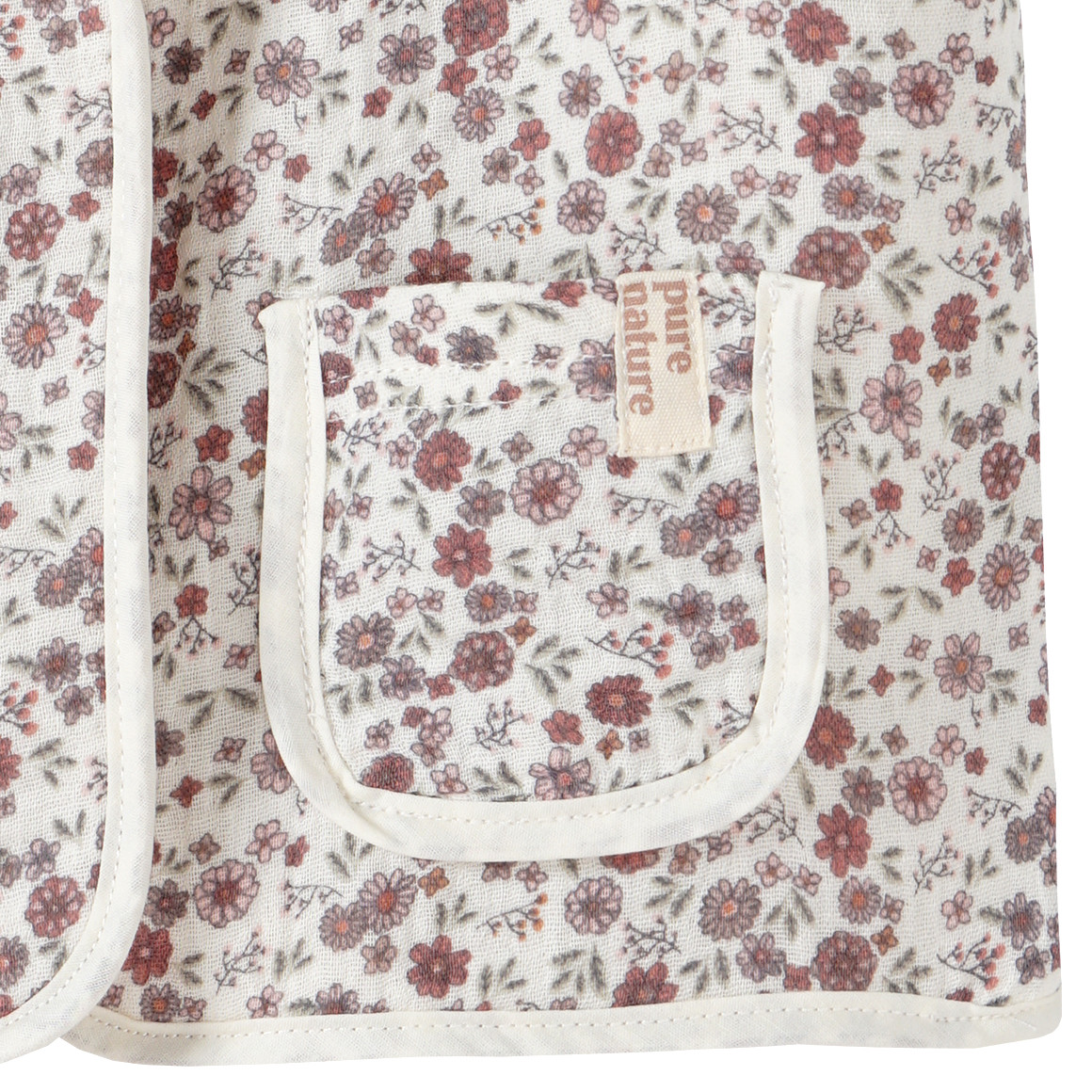 Topolino Pure Collection Mädchen Musselin-Weste mit Blümchen hellbeige / dunkelrosa