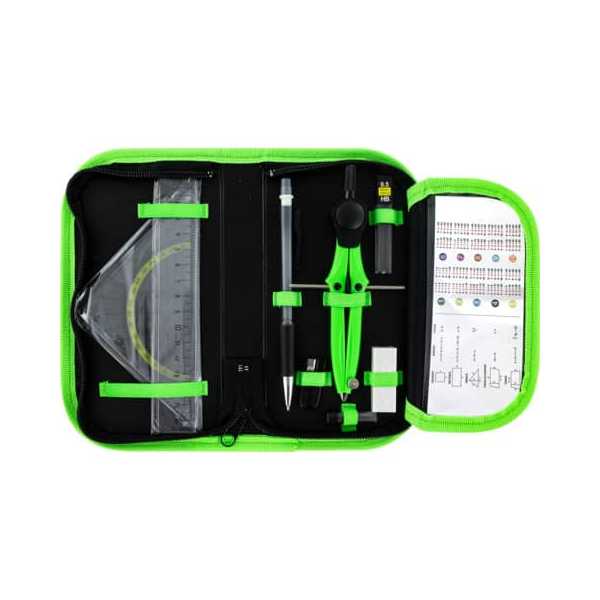 STYLEX® Zirkel-Etui Geometrie-Set 10teilig 3fach