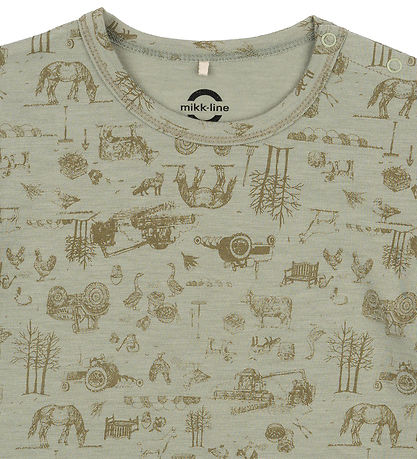 Mikk-Line Bluse - Wolle/Bambus - Desert Sage m. Print