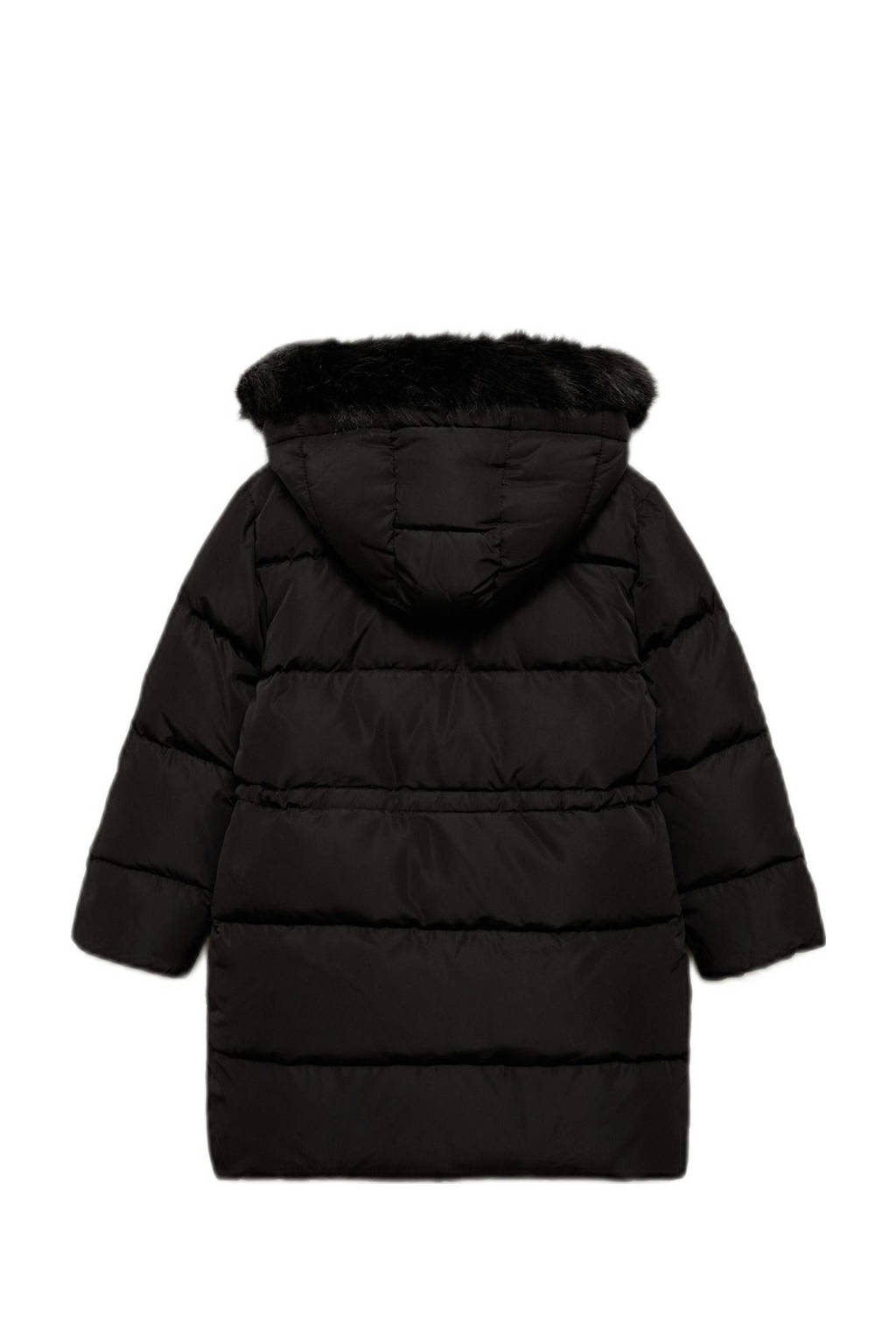 Mango Kids gewatteerde winterjas zwart