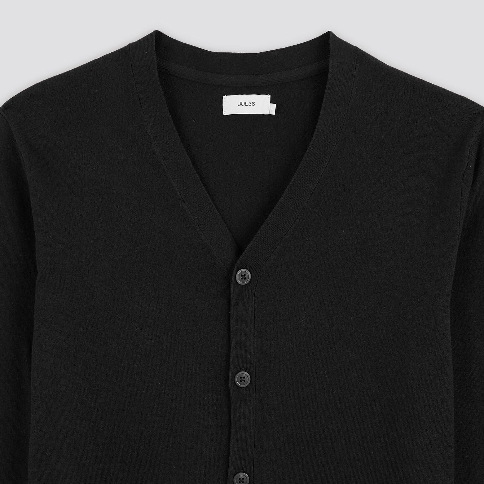 Cardigan boutonné uni Noir