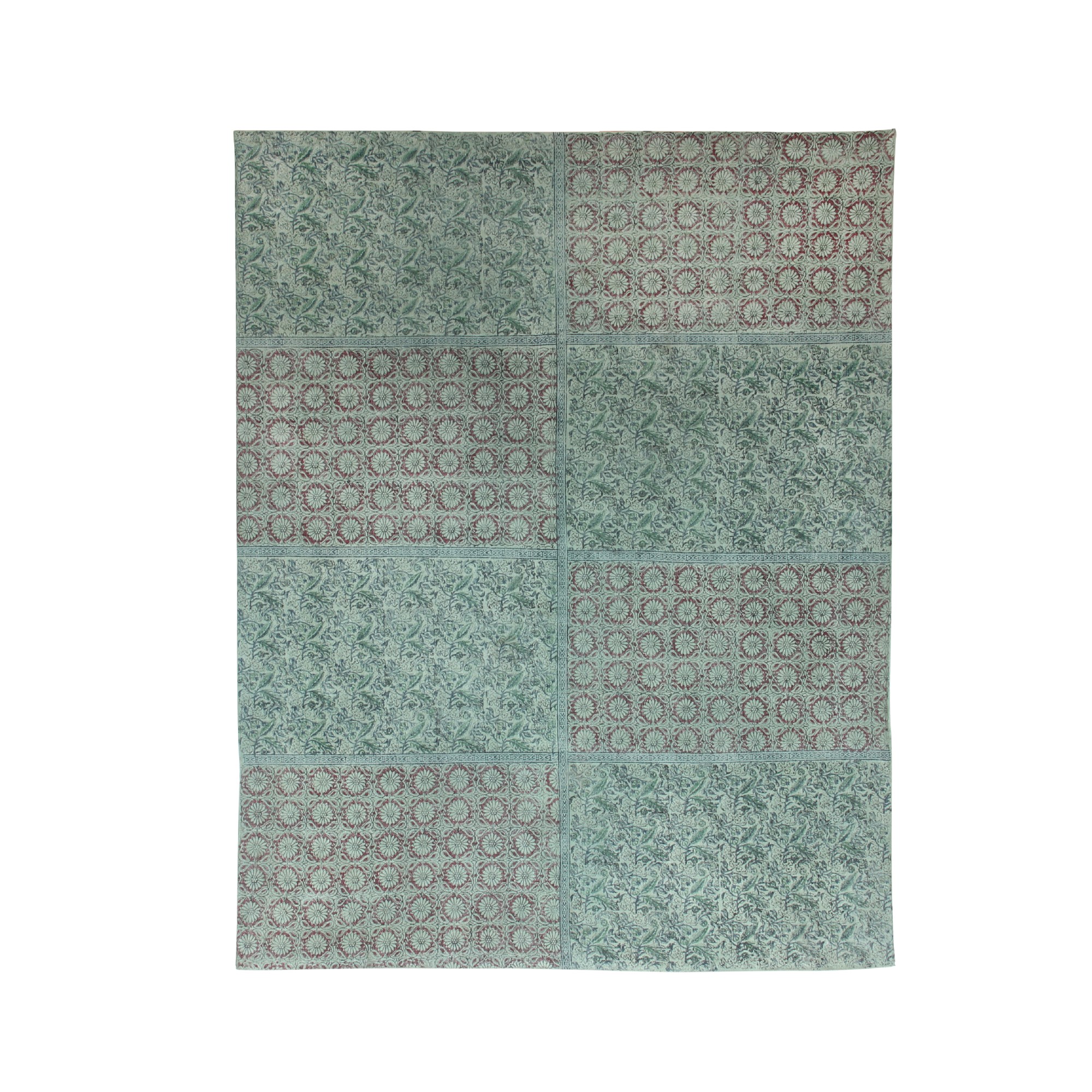 Teppich 'Sikkim', handbedruckt, blau, rot, L 170 cm, B 240 cm von fischer's lagerhaus