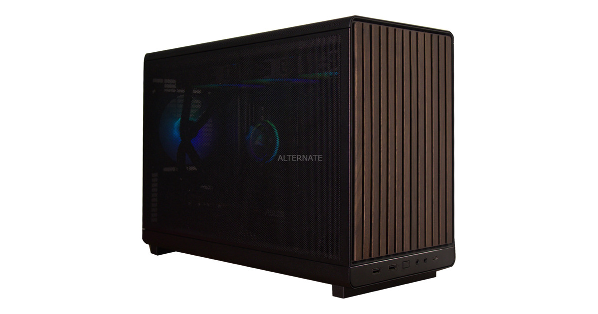ALTERNATEThunderstorm SFF Ryzen 7 – RX 9070 XT Limited Edition gaming pc  (Zwart/houtkleur | R7 9800X3D | RX 9070 XT | 32 GB | 2 TB SSD)