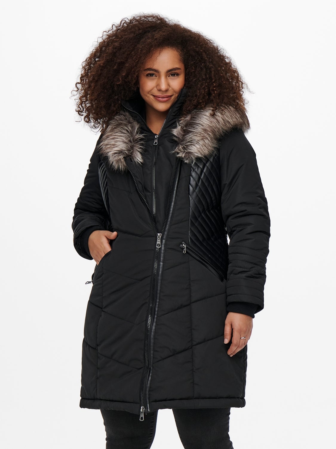 CARLINETTE Kunstfell Jacke Black