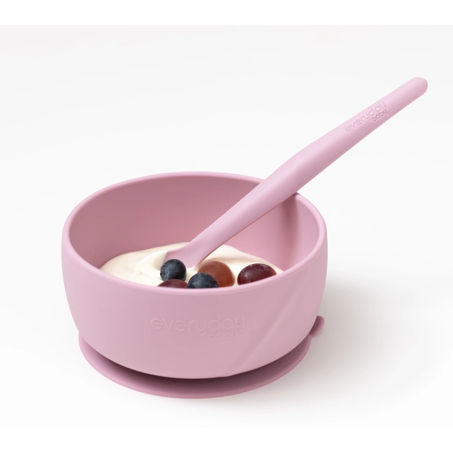 everyday® baby Silikon Esslernschüssel mit Saugfuß, purple rose