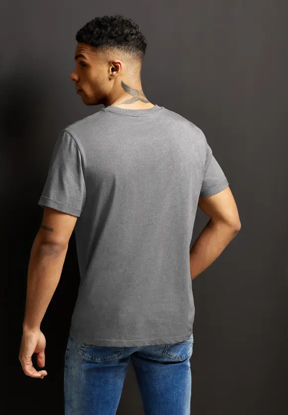 T-Shirt mit Turn-Up - stone grey melange