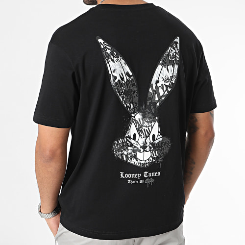 Tee Shirt Oversize Large Bugs Bunny Graffiti Grey Noir