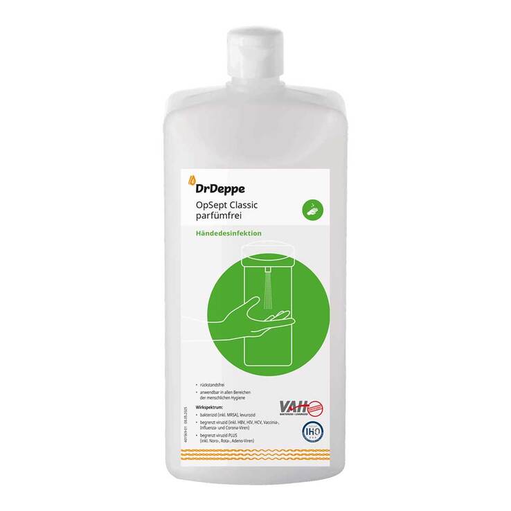 DrDeppe OpSept Classic Händedesinfektion parfümfrei, 1 l