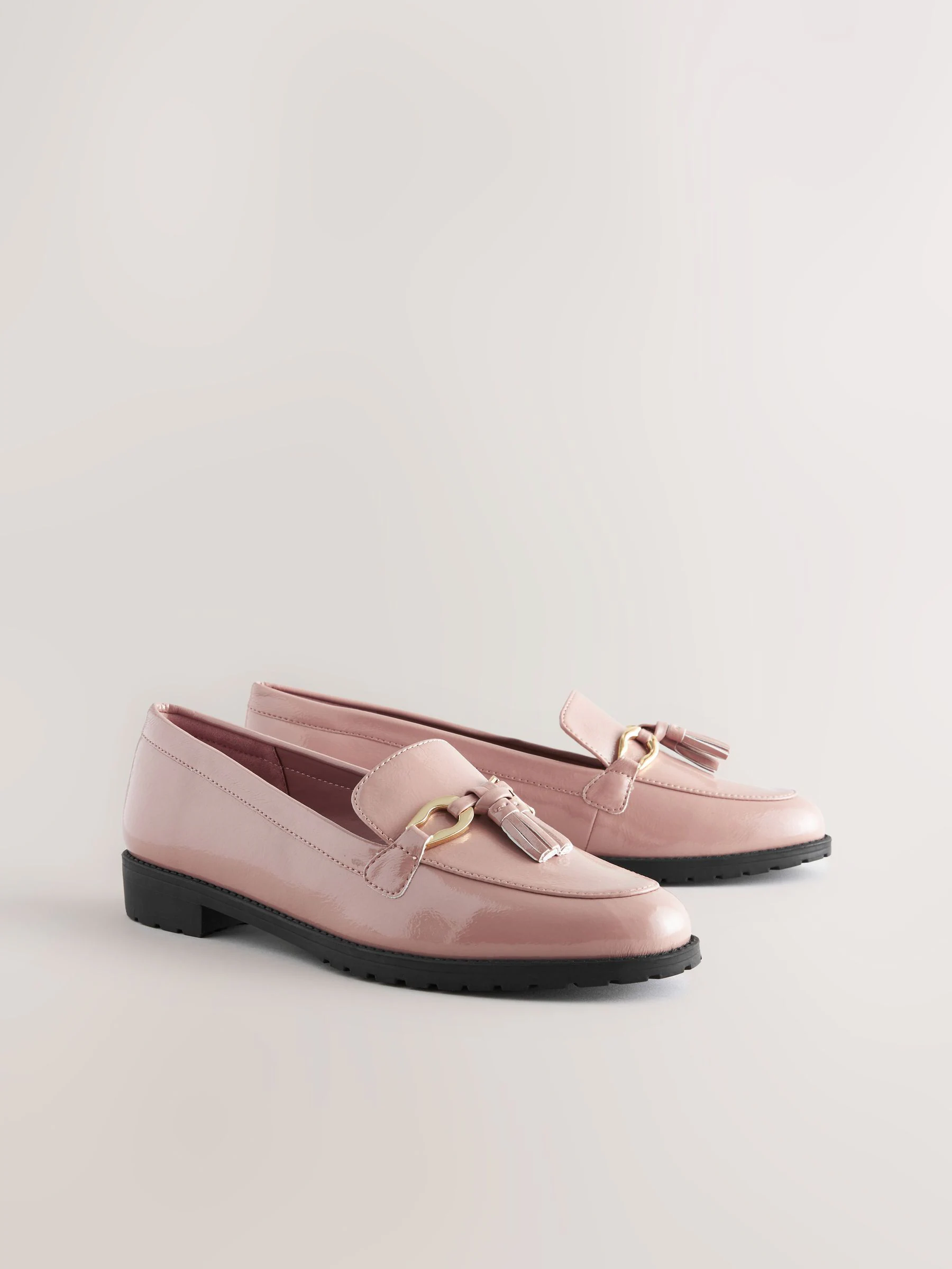 Roze - Patent kwastje hardware detail Instappers