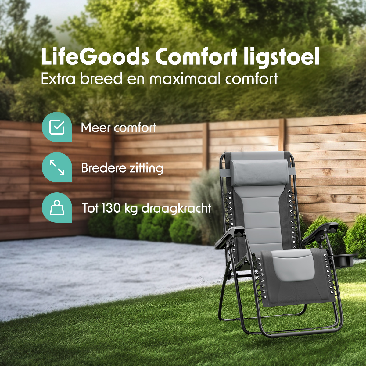 LifeGoods Comfort relaxstoel - Black/Grey