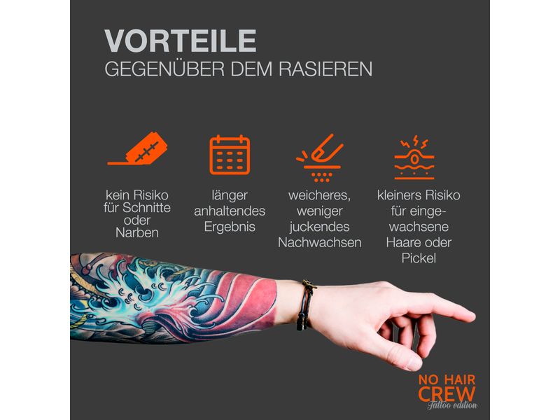No Hair Crew Enthaarungscrème Tattoo Edition 150 ml Enthaarungscreme für tätowierter Haut