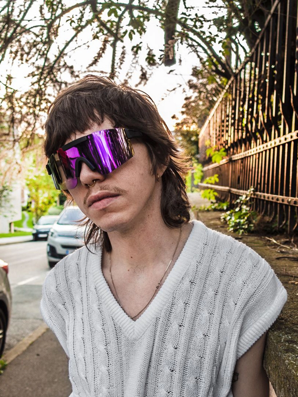 CHPO Luca Black Sunglasses purple mirror
