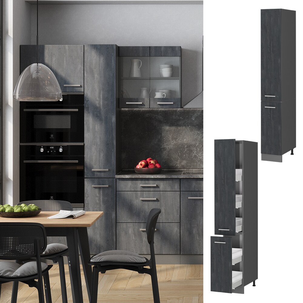 Vicco Apothekerhochschrank R-Line Schwarz Beton Anthrazit 30 cm