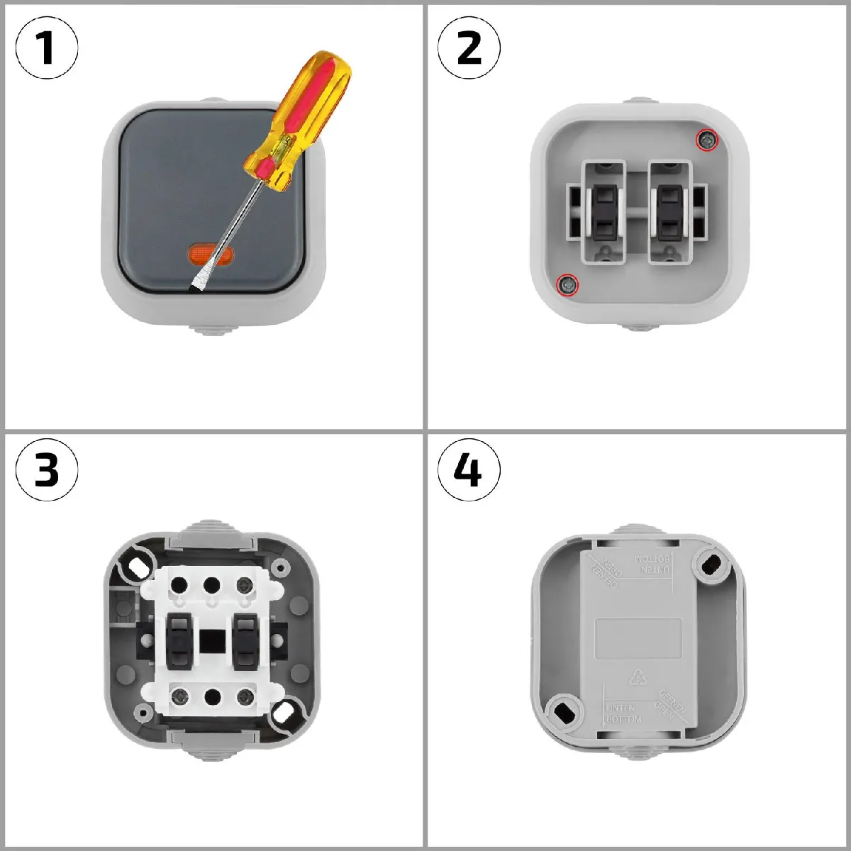 Ledkia Interrupteur Simple avec Voyant Lumineux IP54 - Gris