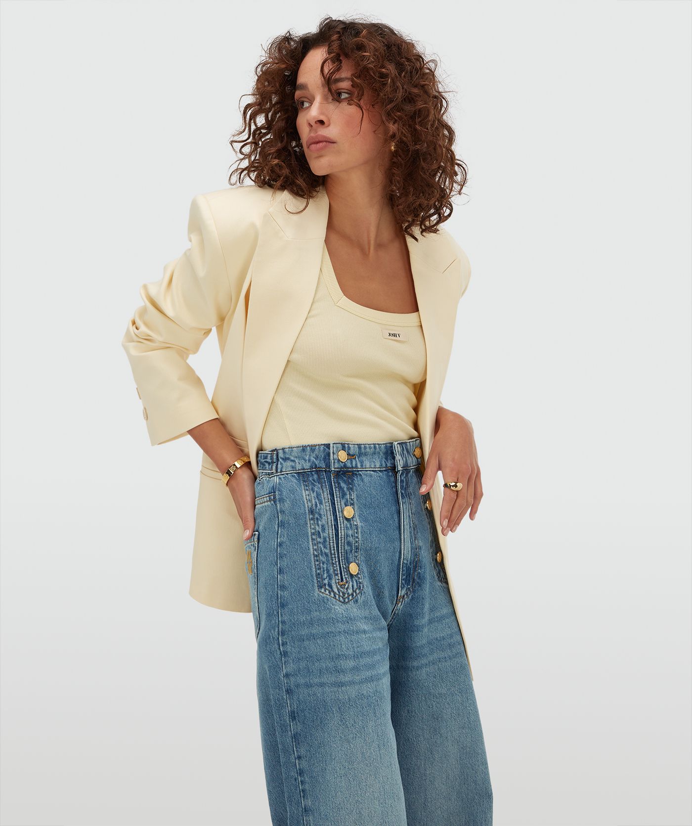 JV-BENSON oversized blazer - butter yellow
