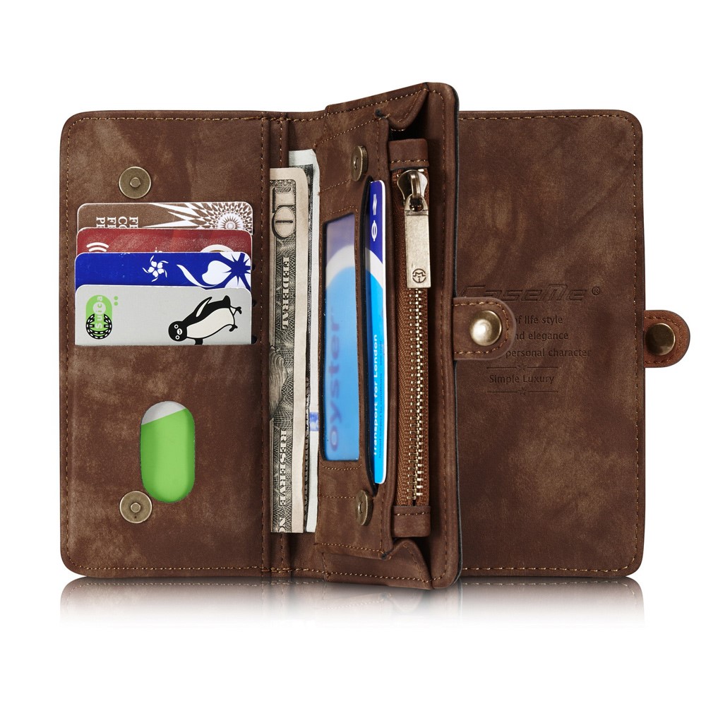 iPhone SE (2022/2020) / 8 / 7 3in1 Leder Tasche   Magnet Hardcase und Karten Etui - Dunkelbraun