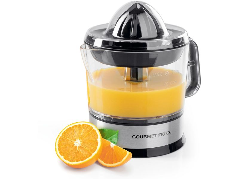 GOURMETmaxx Zitruspresse Schwarz/Silber Zitruspresse mit zwei Presskegeln