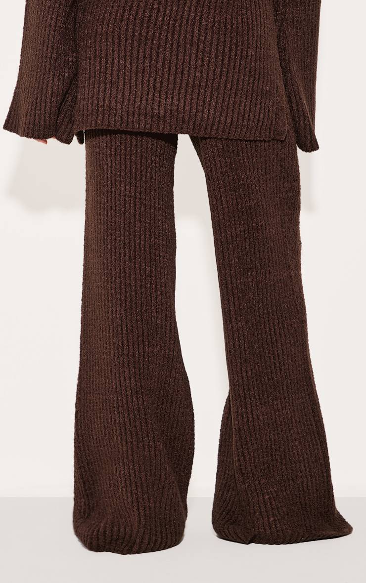 Chocolat Pantalon Large En Maille Bouclée Côtelée