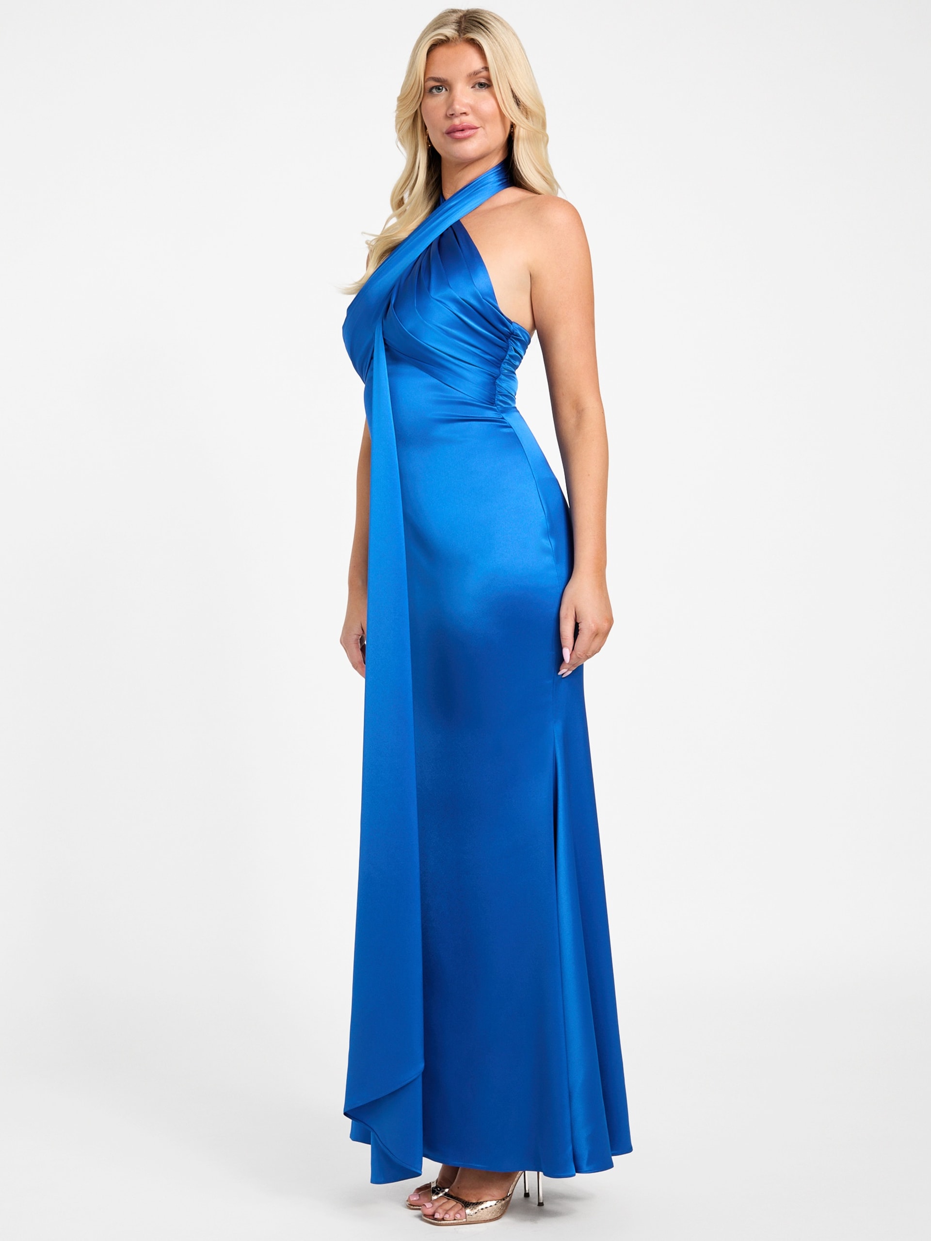 Vestido longo drapeado Aretha