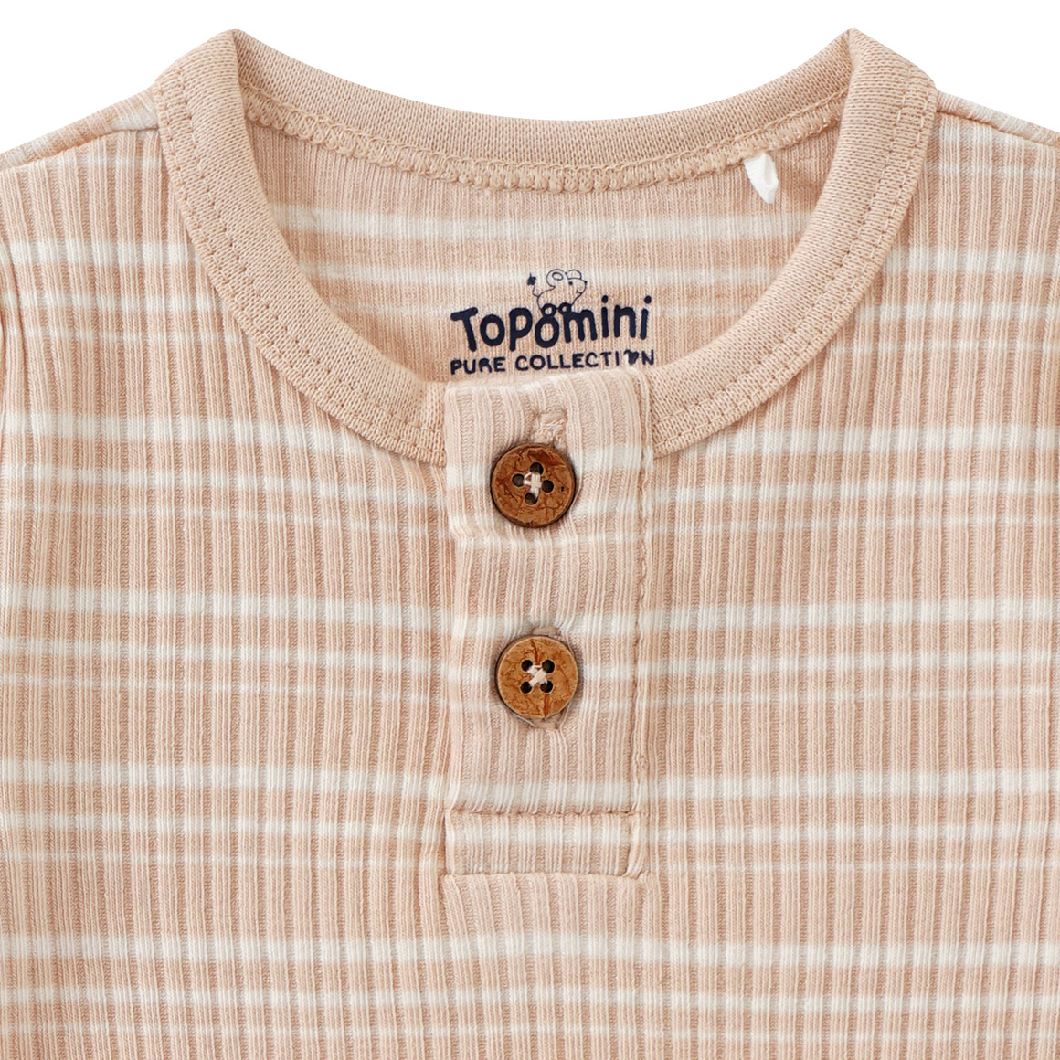 Topomini Pure Collection Baby Body mit Rippstruktur beige / weiss
