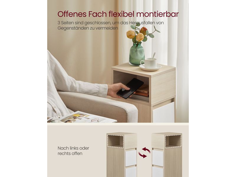 VASAGLE Nachttisch 2er Set 25 x 65 cm, Beige Nachttisch-Set mit je 2 Schubladen