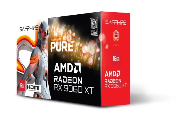 Sapphire Pure RX 9060 XT - Grafikkort - Radeon RX 9060 XT - 16 GB GDDR6 - PCIe 5.0 x16 - DisplayPort, 2 x HDMI