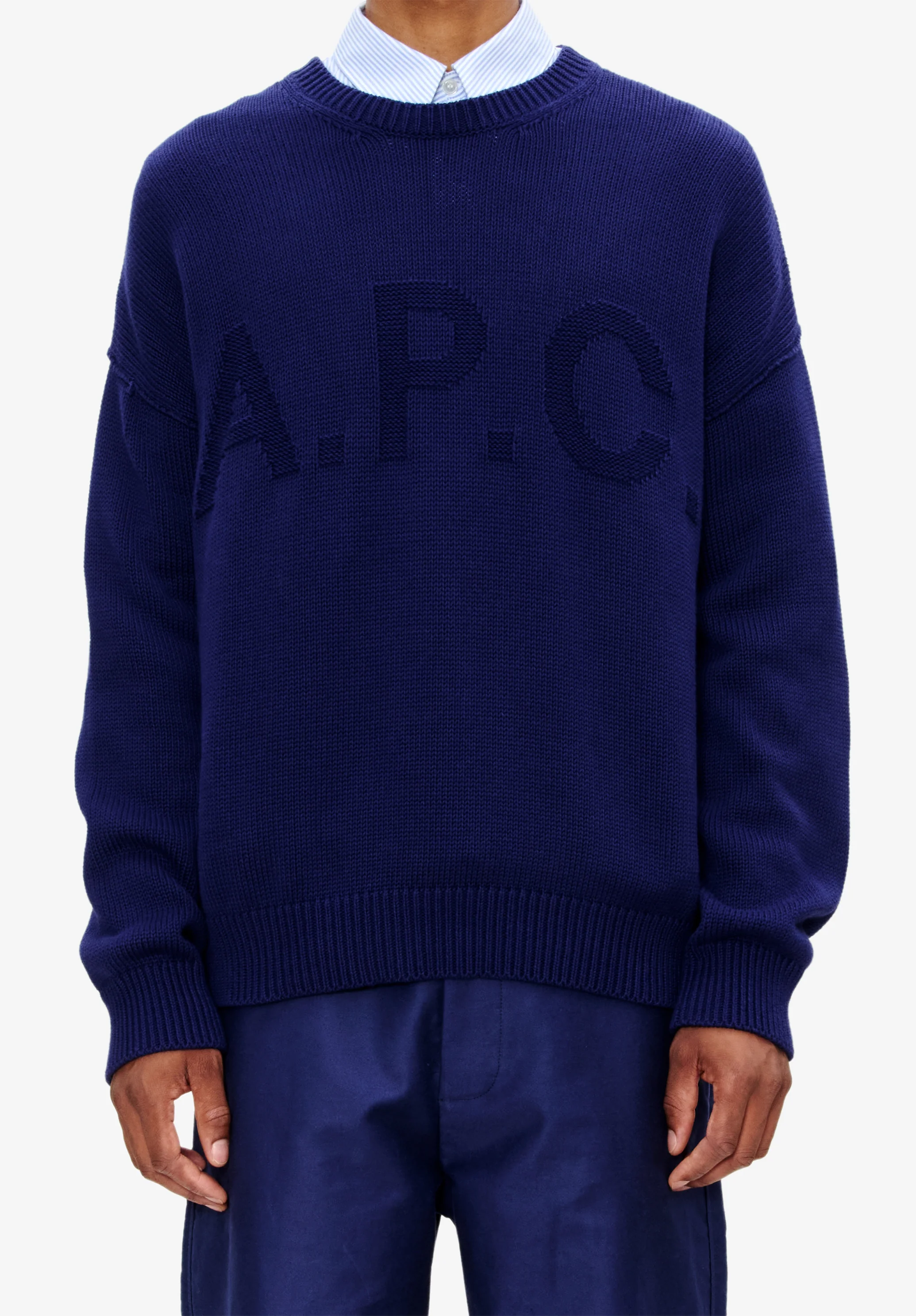 pull col rond - Bleu fonce
