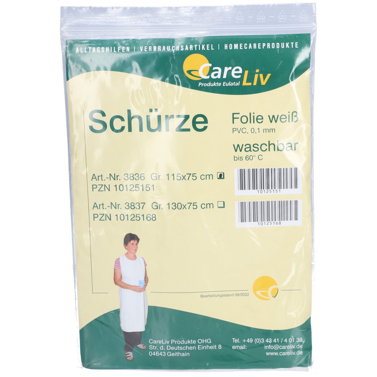 Schürze Folie weiss waschbar 115 x 75cm