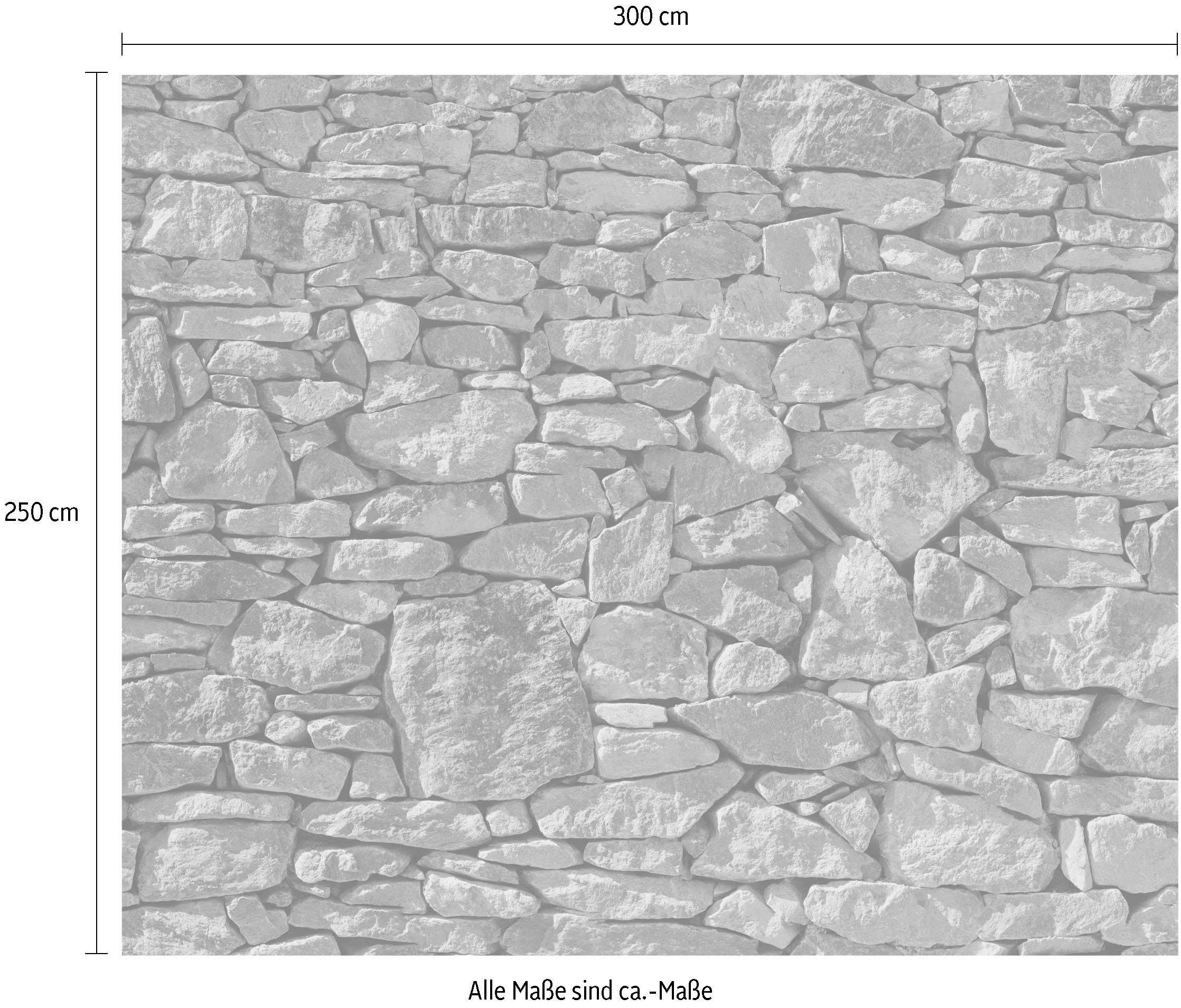 Komar Vliestapete »Digitaldruck Vlies -  Stone Wall - Grösse 300 x 250 cm« bedruckt glatt Wohnzimmer, Schlafzimmer