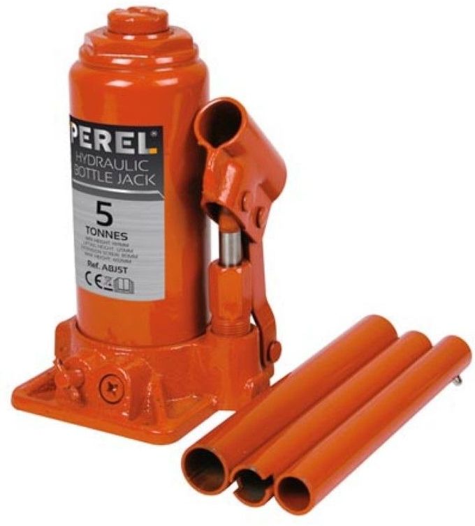 Perel Hydraulische potkrik, voor auto, vrachtwagen, bestelwagen, 5 ton, staal, oranje