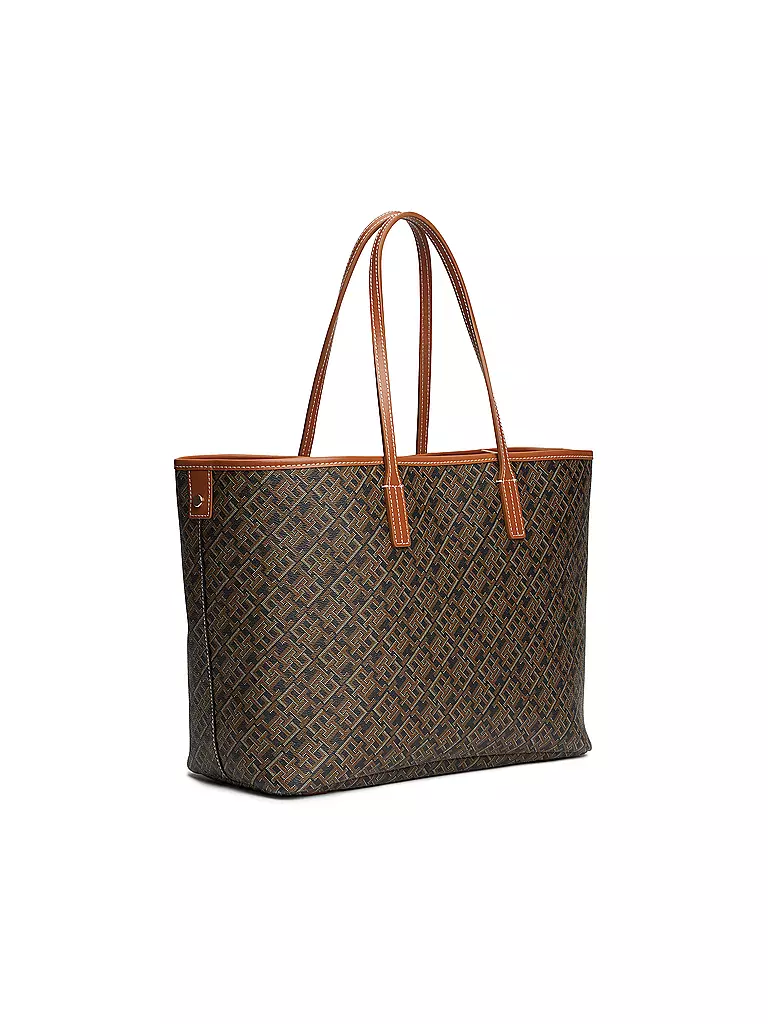 TOMMY HILFIGER Ledertasche - Shopper TH MONOPLAY LEATHER TOTE braun